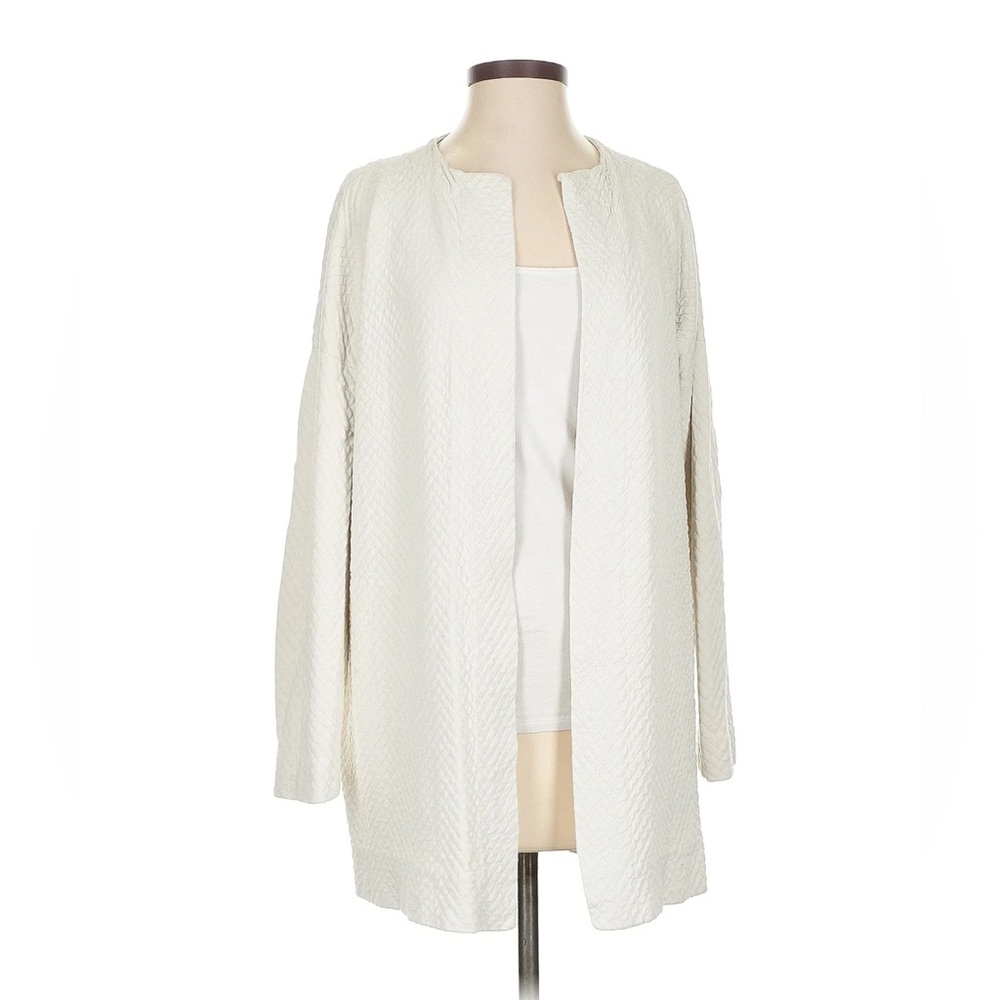 EILEEN FISHER Silk Textured Jacket In Oyster